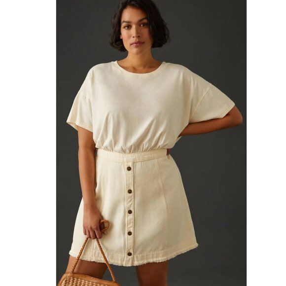 Pilcro Anthropologie Denim Skirt & Knit Tee Twofer Mini Dress Cotton S-4 268170 - Picture 10 of 15